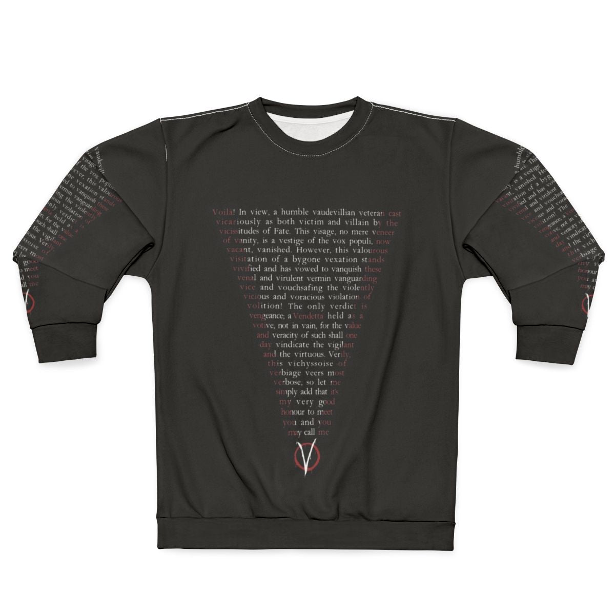 V For Vendetta Sweatshirt with Anonymous Mask Design