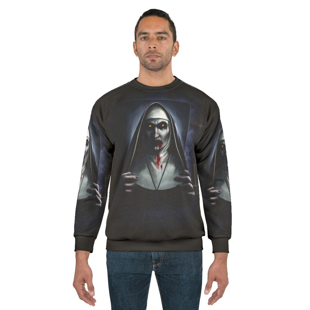 Valak the Demon Nun Painting on a Creepy Sweatshirt