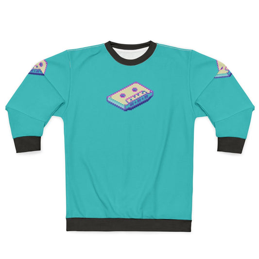 Vaporwave Cassette Sweatshirt featuring retro pixel art design