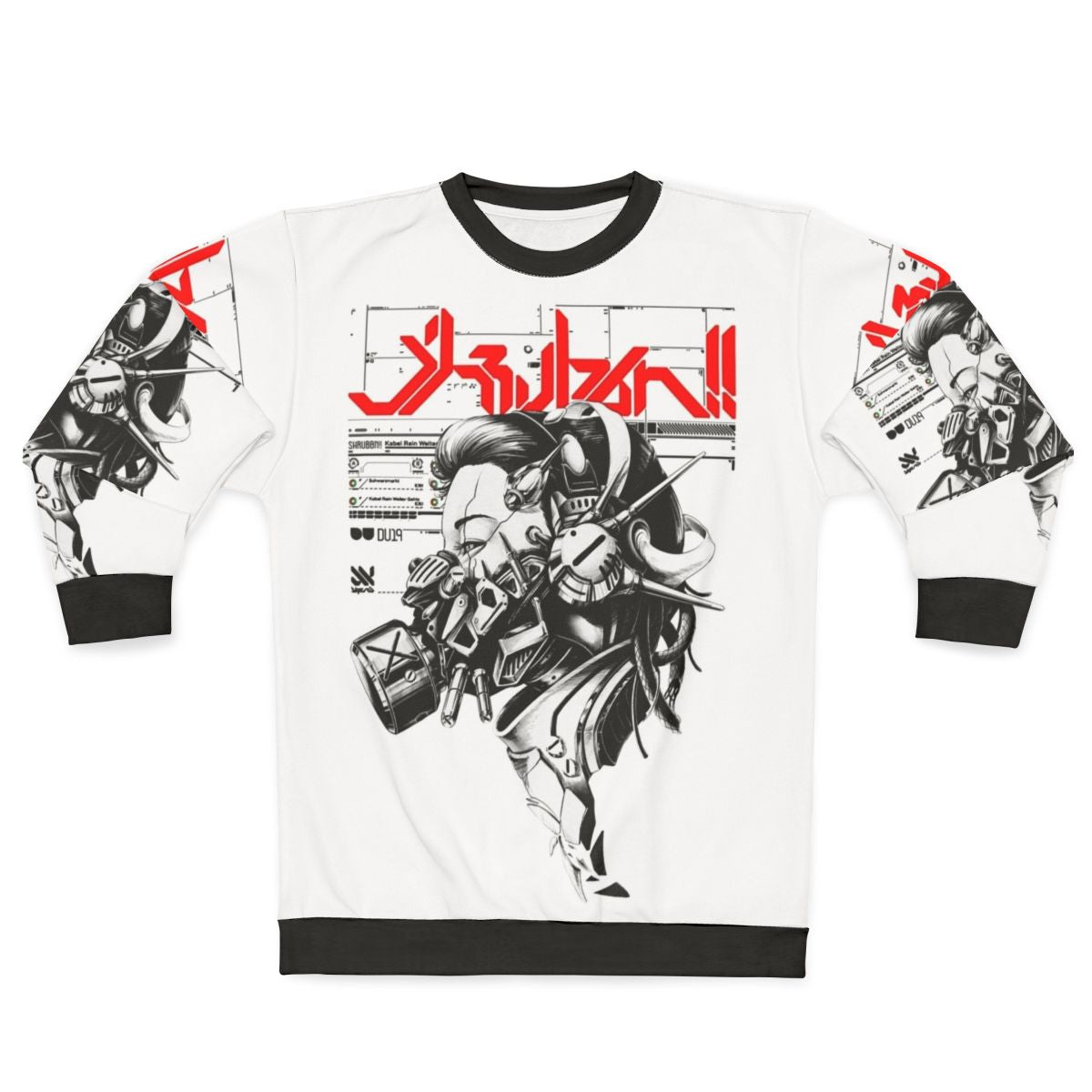 Vaporwave cyberpunk cyborg girl sweatshirt with futuristic and minimalist design