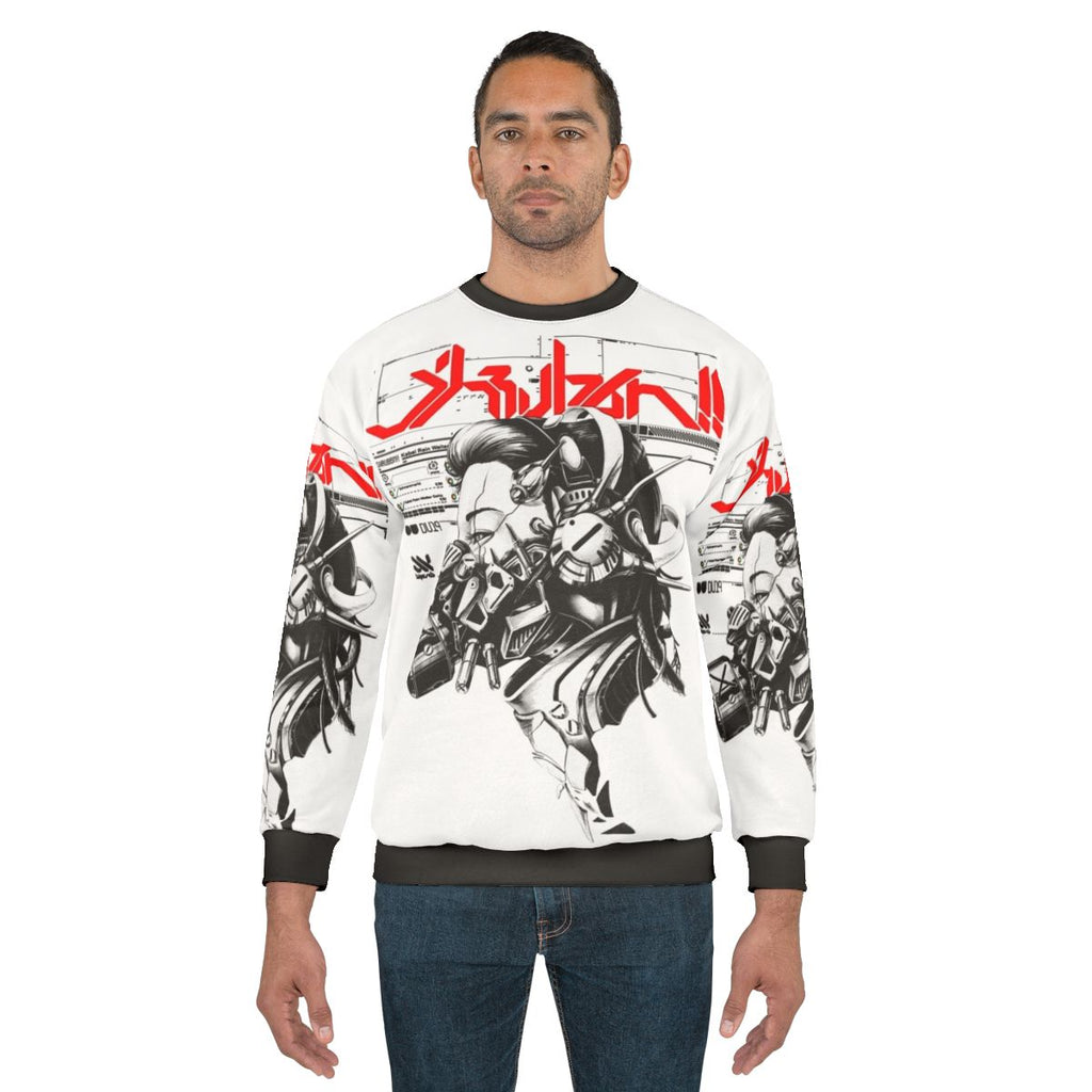 Vaporwave cyberpunk cyborg girl sweatshirt with futuristic and minimalist design