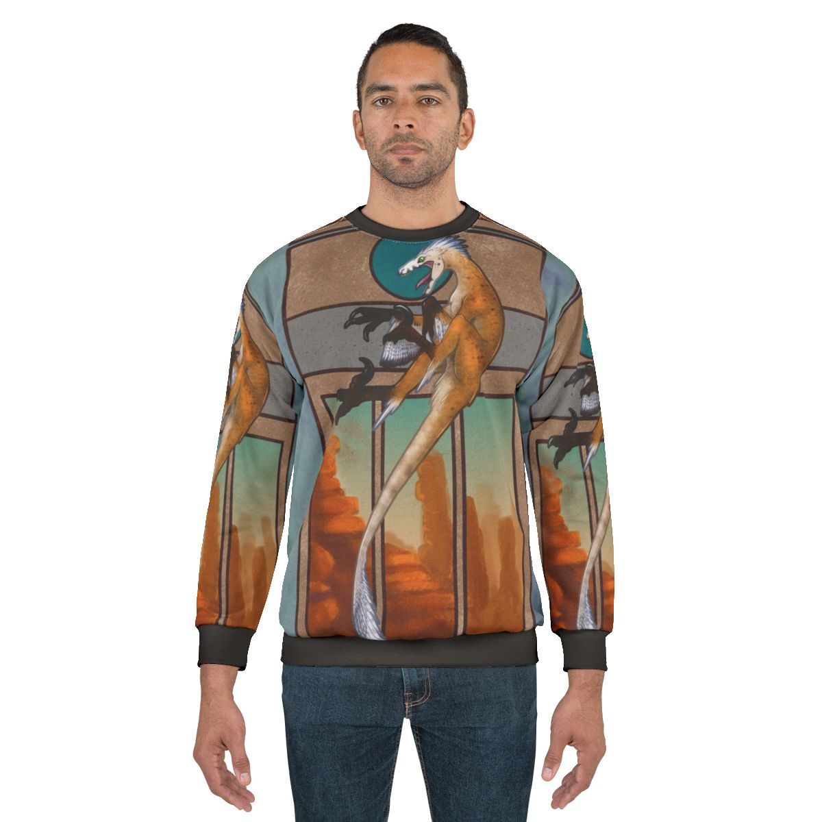 Feathered Velociraptor Dinosaur Sweatshirt
