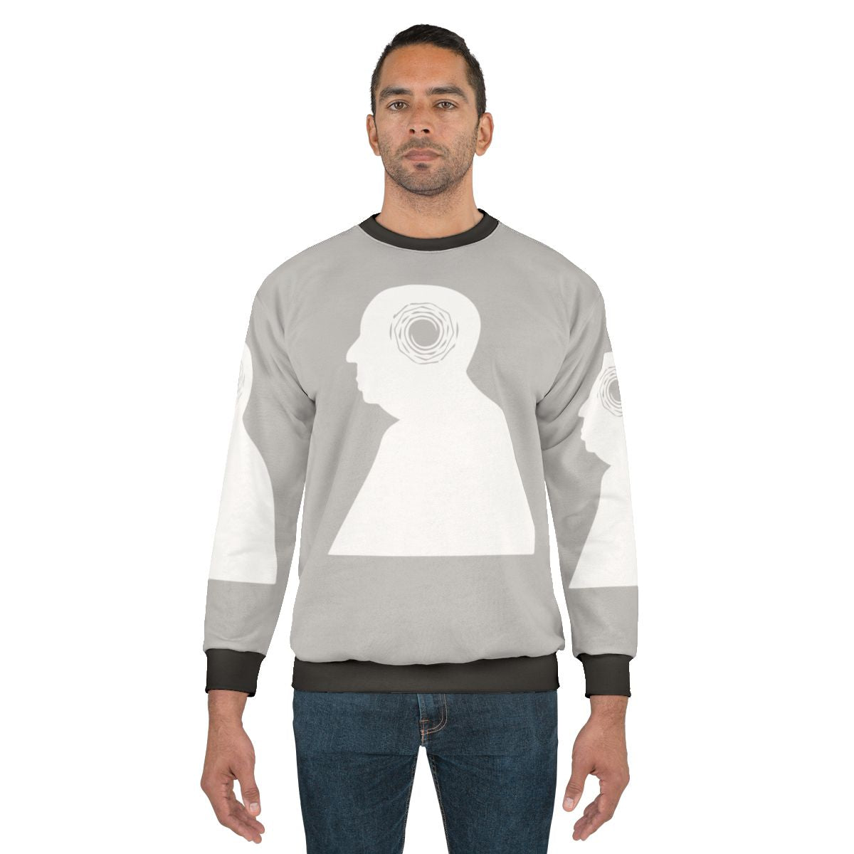 Vertigo movie sweatshirt with Alfred Hitchcock's classic film design