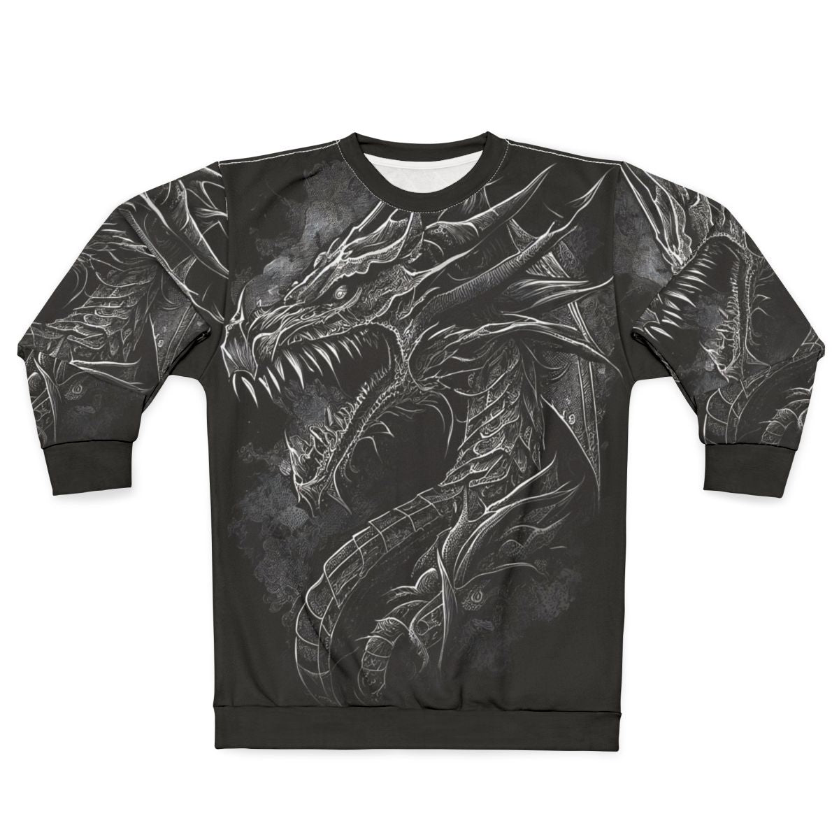 Mythical dragon design on a high-quality sweatshirt for fantasy and RPG fans