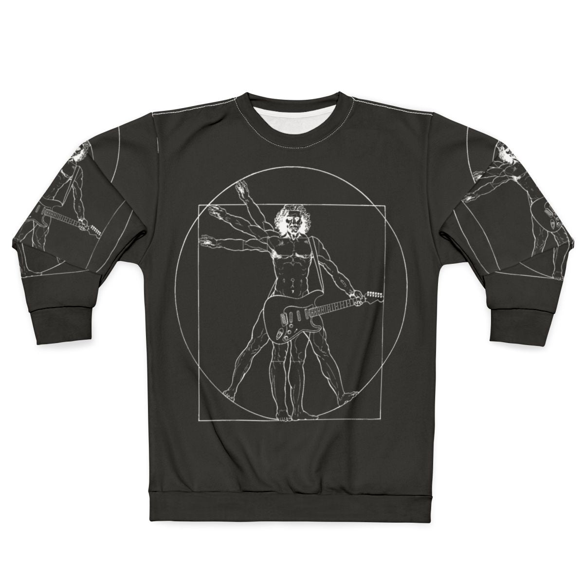 Vetruvian Rock Star Sweatshirt featuring classical art and heavy metal music elements