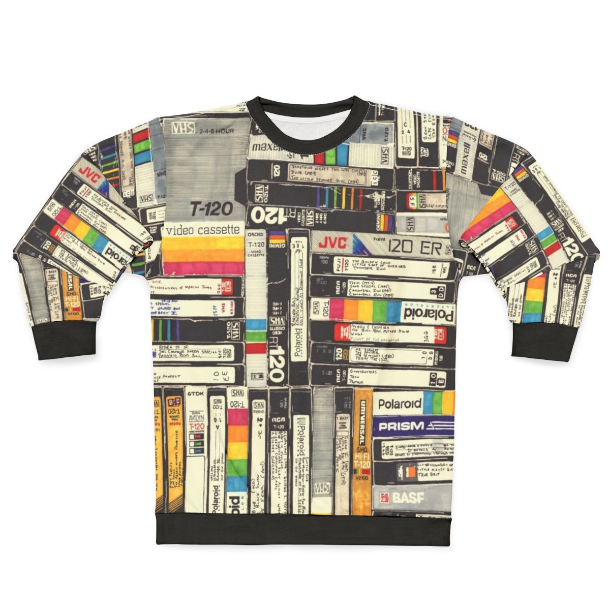 Vintage VHS sweatshirt with bold typography and retro pop culture design