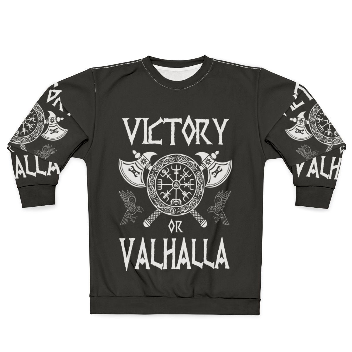 Victory Or Valhalla Viking Sweatshirt - Norse Warrior Graphic