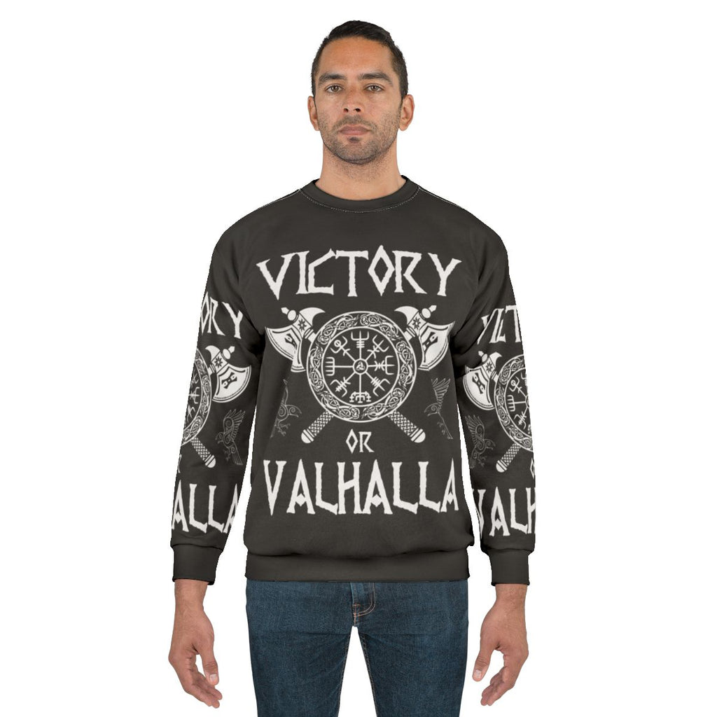 Victory Or Valhalla Viking Sweatshirt - Norse Warrior Graphic