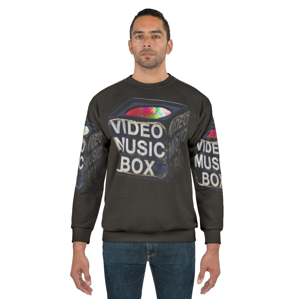 Retro video music box microphone sweatshirt