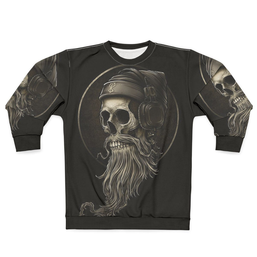 Vintage Viking Skull & Beard Headphone Sweatshirt