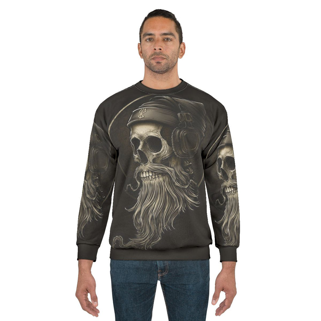Vintage Viking Skull & Beard Headphone Sweatshirt
