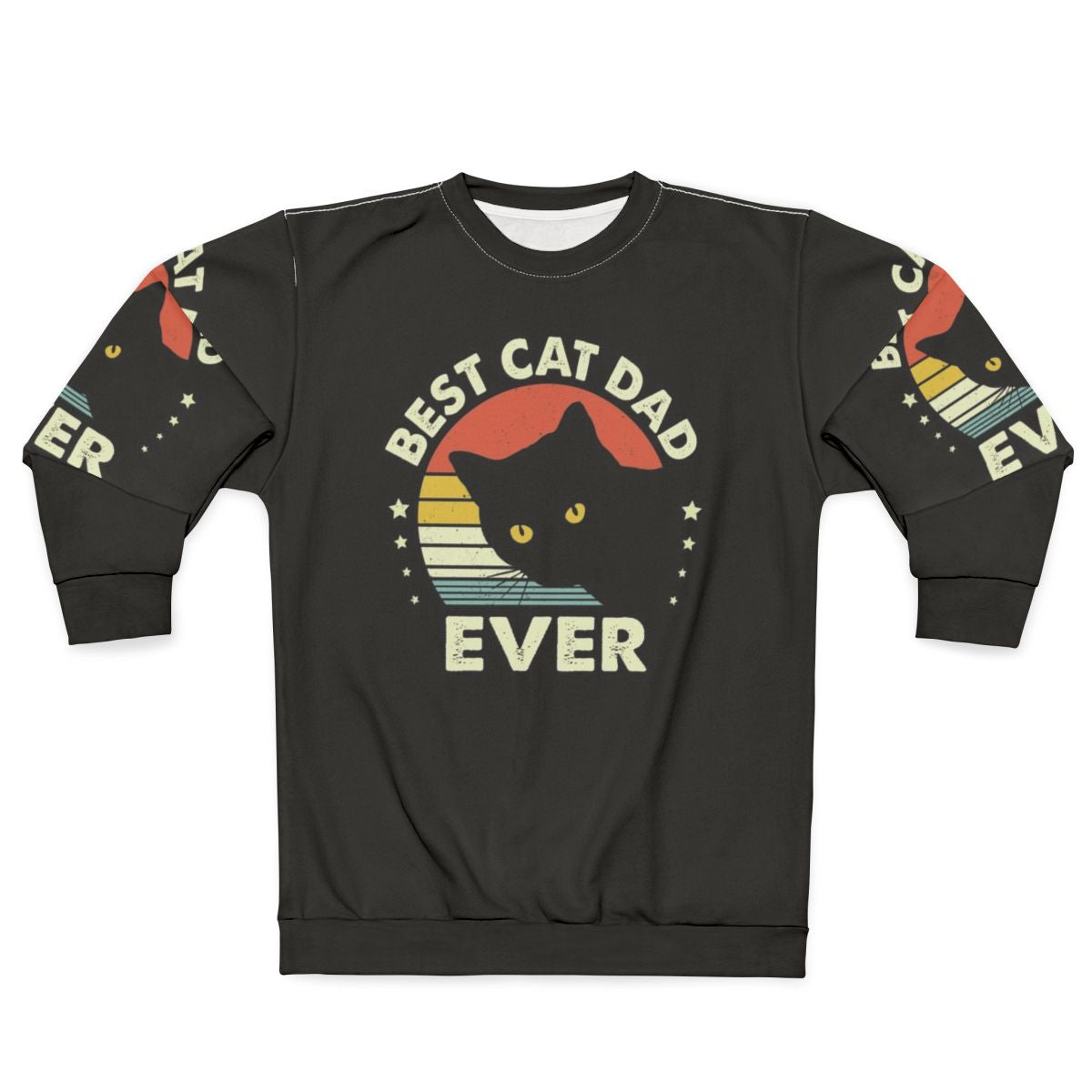 Vintage Funny Black Cat Dad Ever Sweatshirt