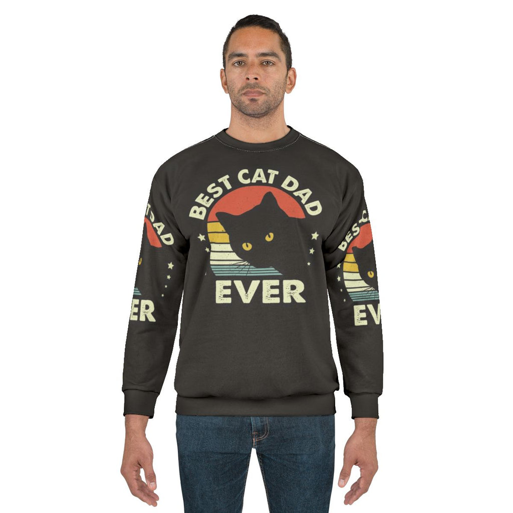 Vintage Funny Black Cat Dad Ever Sweatshirt