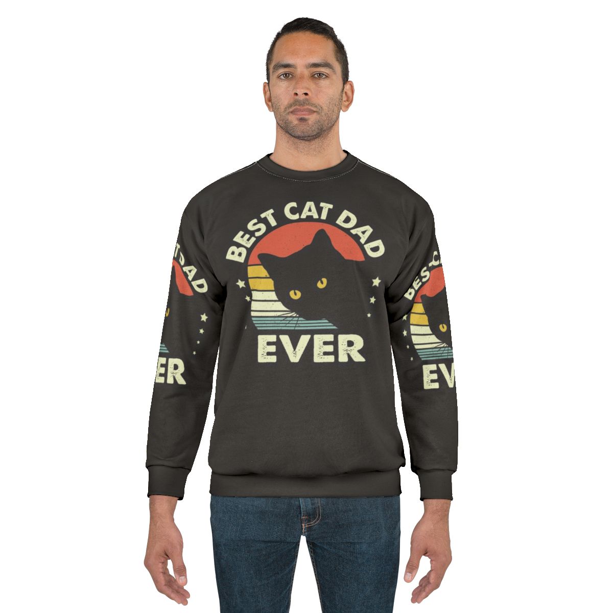 Vintage Funny Black Cat Dad Ever Sweatshirt