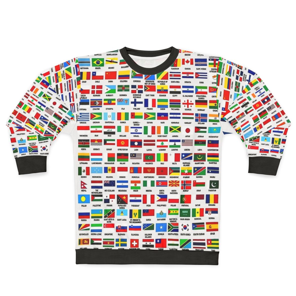Vintage world flags sweatshirt with countries map design