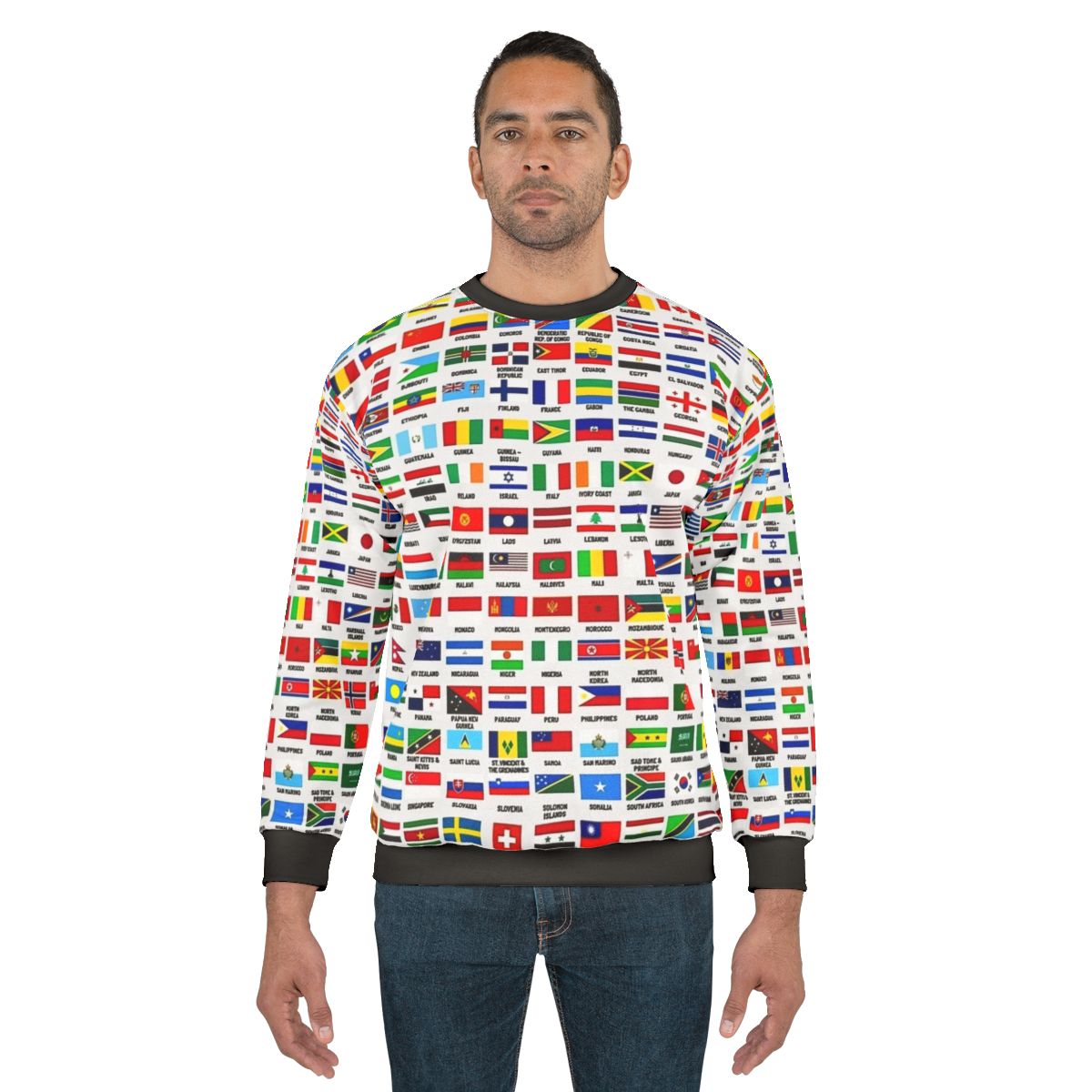 Vintage world flags sweatshirt with countries map design
