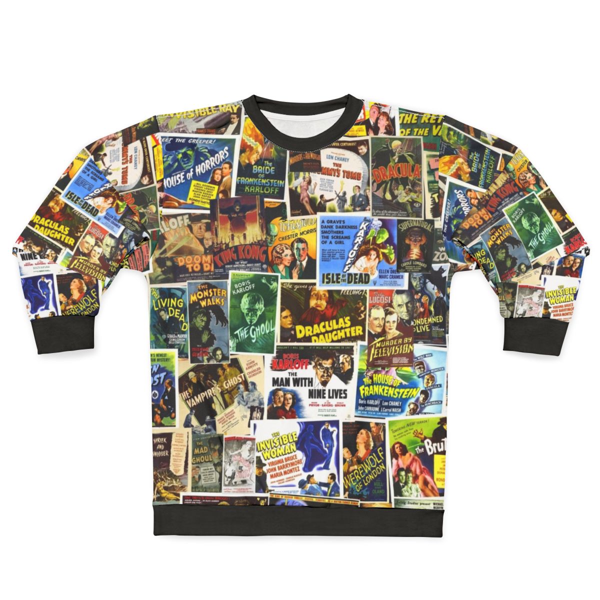 Vintage Horror Sweatshirt with Classic Monster Graphic