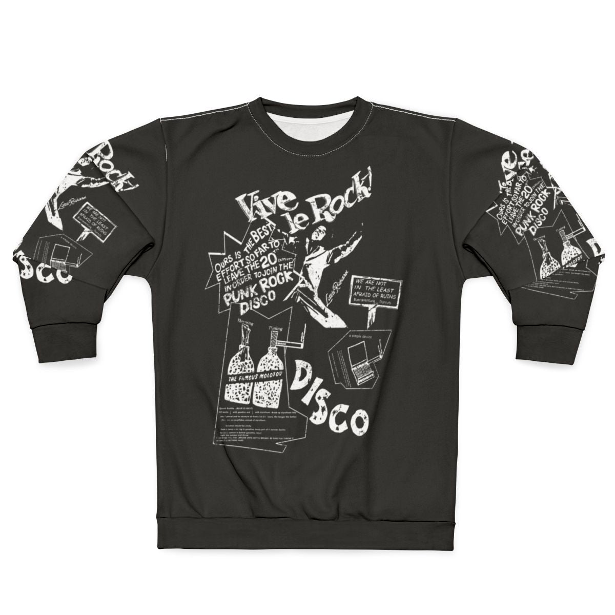 Vintage Look Vive Le Rock Sweatshirt - Punk Rock Retro 70s UK Inspired