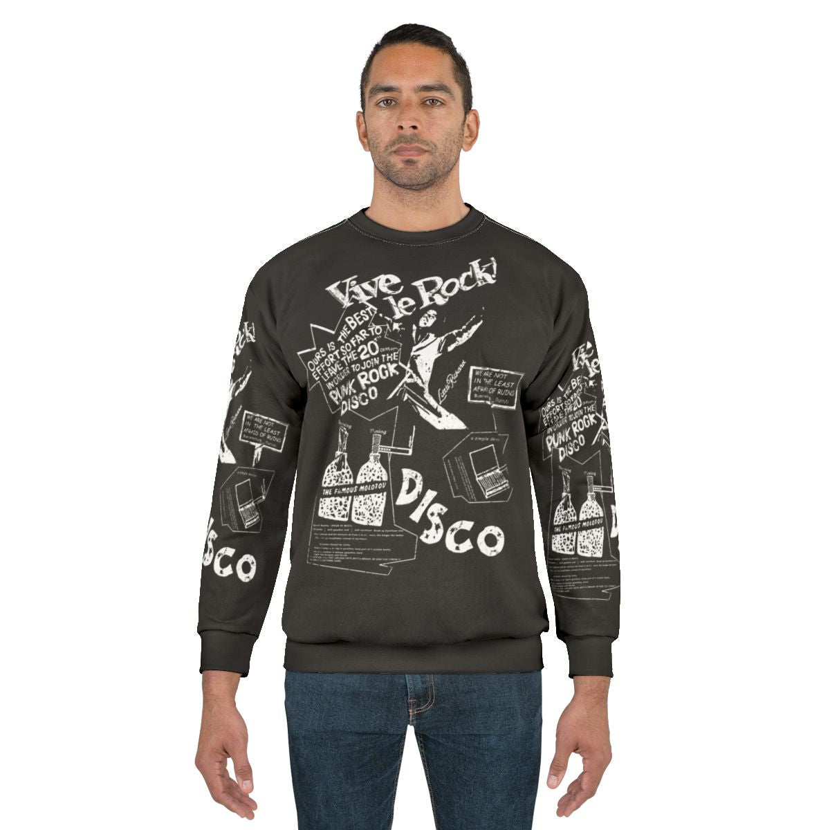 Vintage Look Vive Le Rock Sweatshirt - Punk Rock Retro 70s UK Inspired