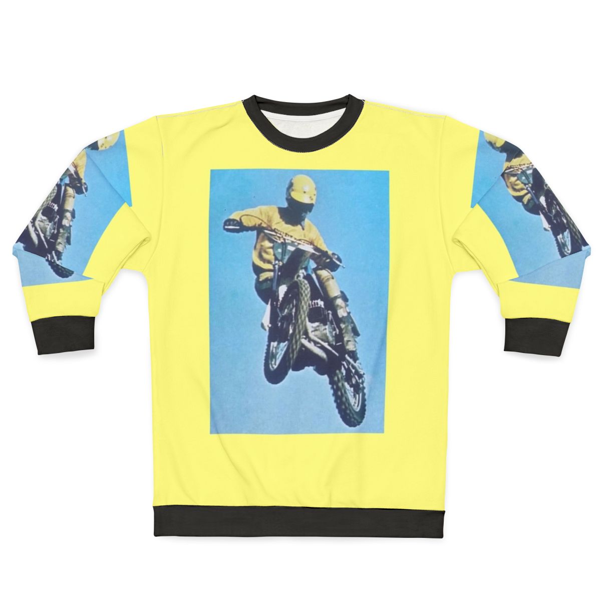 Vintage motocross sweatshirt with dirt bike and motorcycle graphic