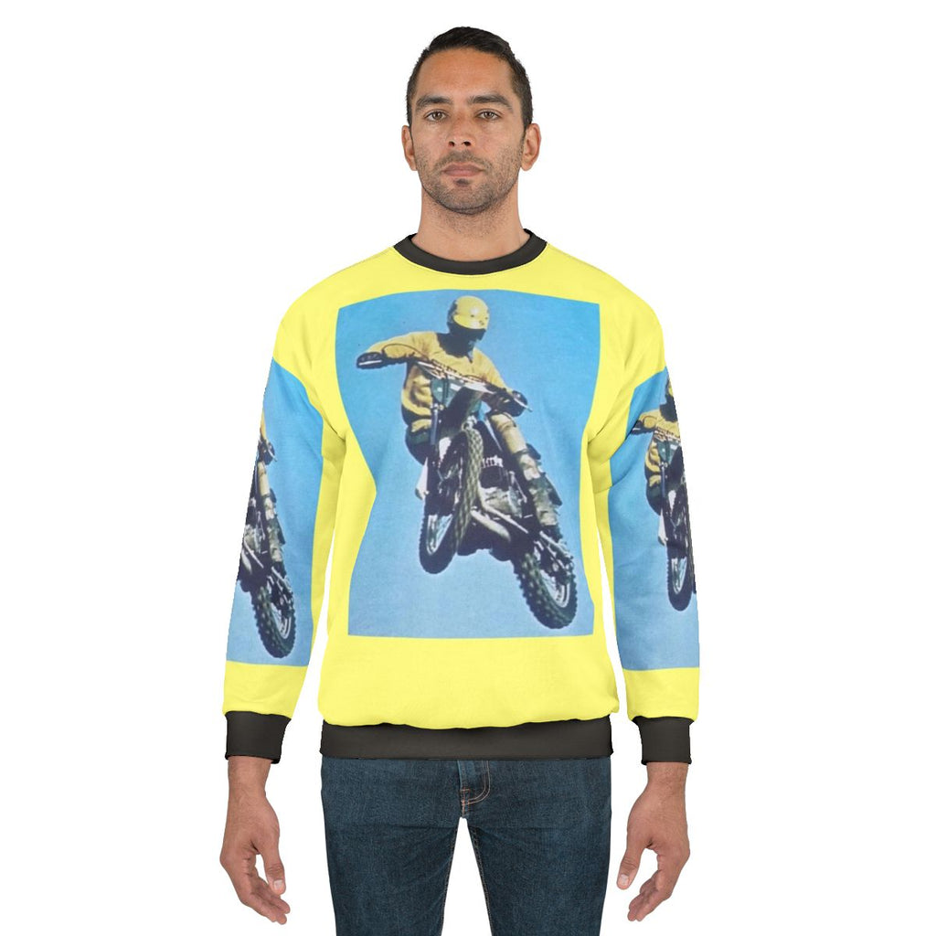 Vintage motocross sweatshirt with dirt bike and motorcycle graphic