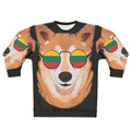 Vintage patriotic sweatshirt with a shiba inu and Lithuanian flag design
