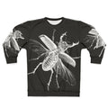 Vintage engraved stag beetle graphic on black sweatshirt