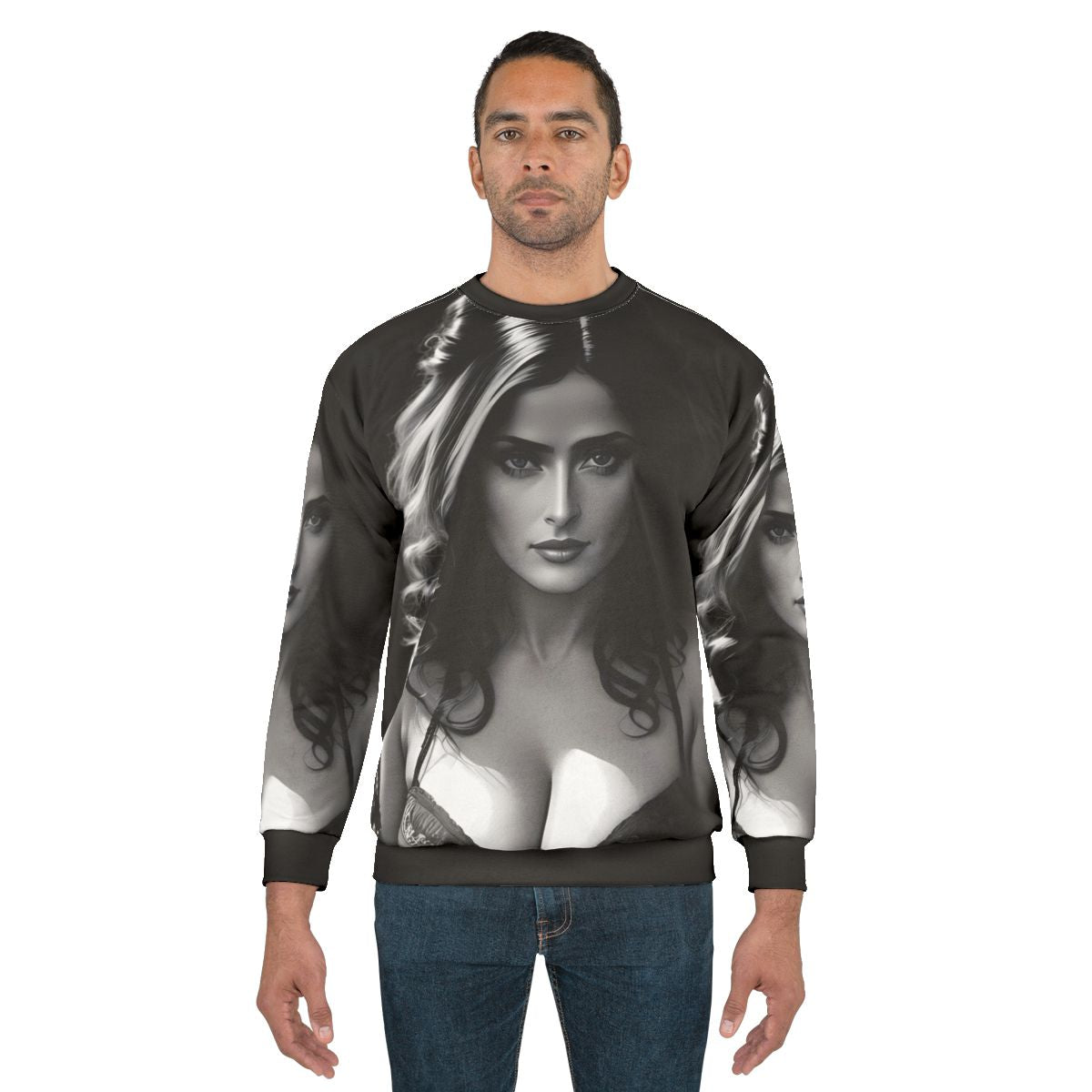 Vintage Gangster Mistress Art Print Sweatshirt with Salma Hayek Inspired Design