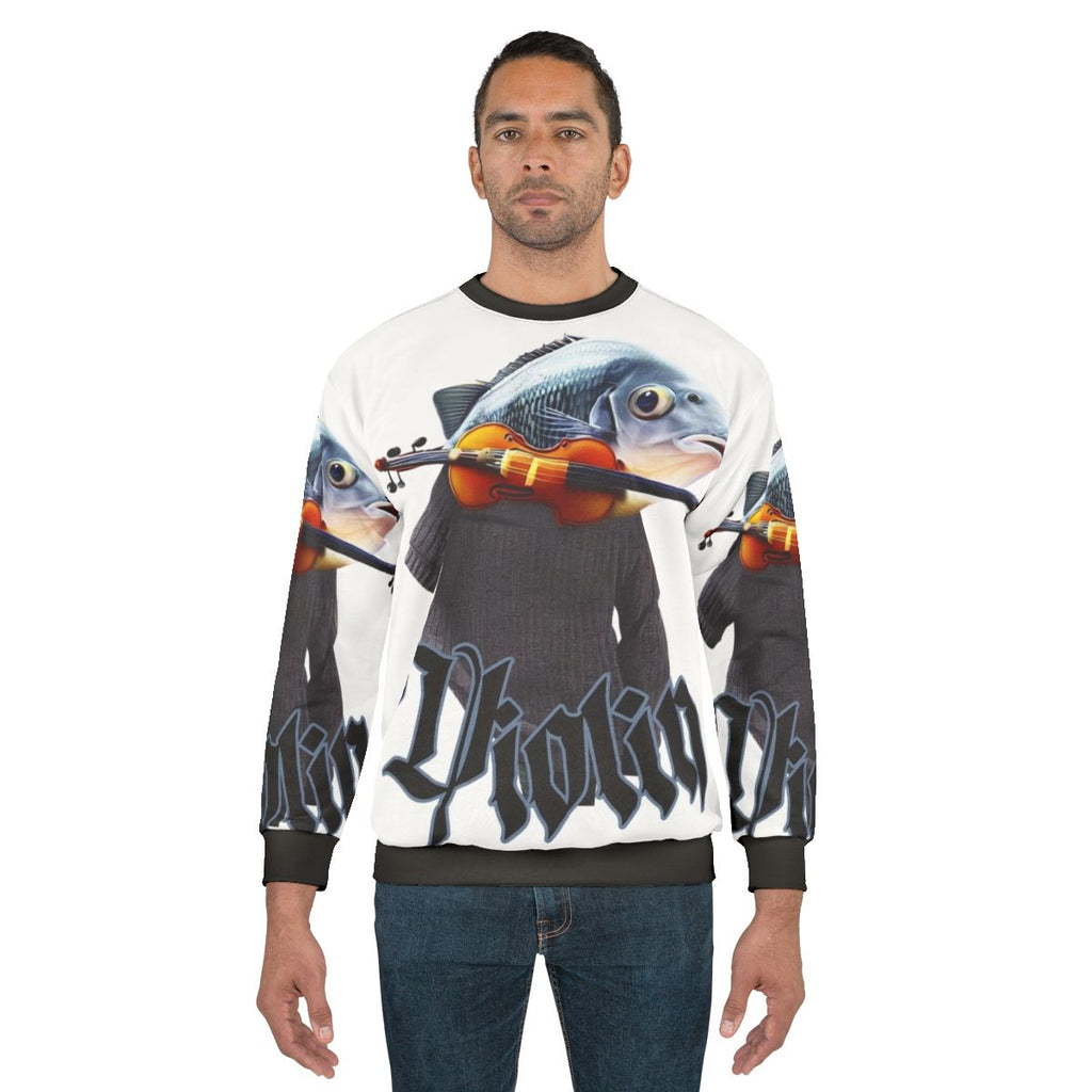 Violin Fish Design Sweatshirt