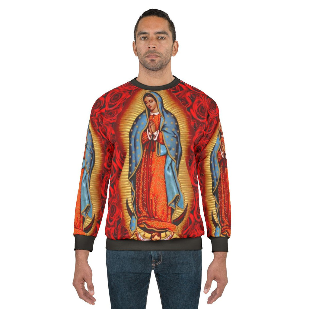Virgen De Guadalupe Catholic Sweatshirt for Lowrider Enthusiasts