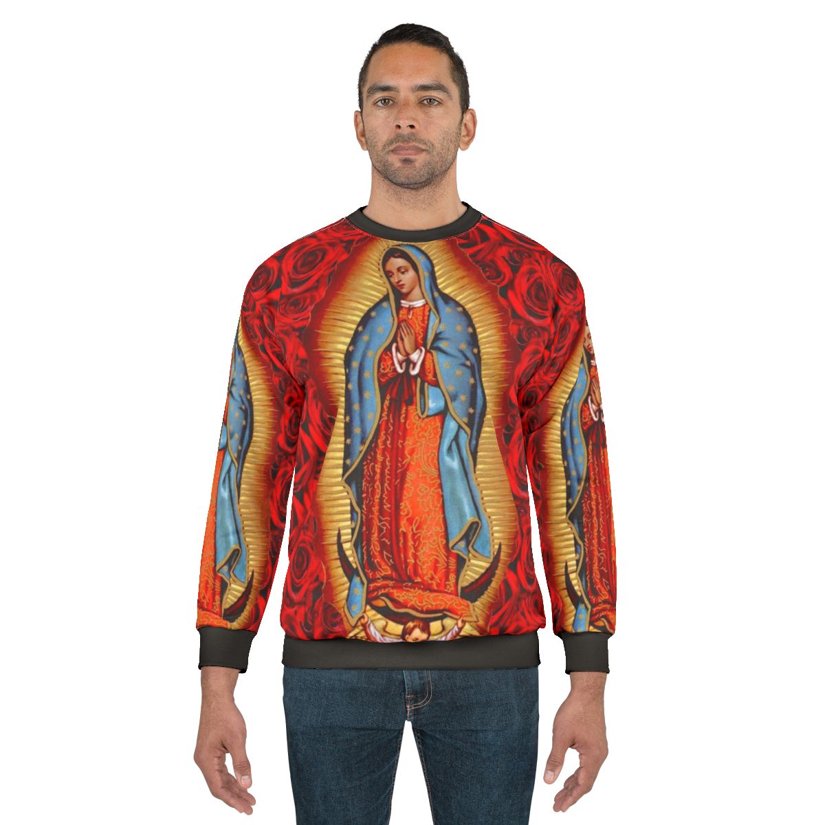 Virgen De Guadalupe Catholic Sweatshirt for Lowrider Enthusiasts