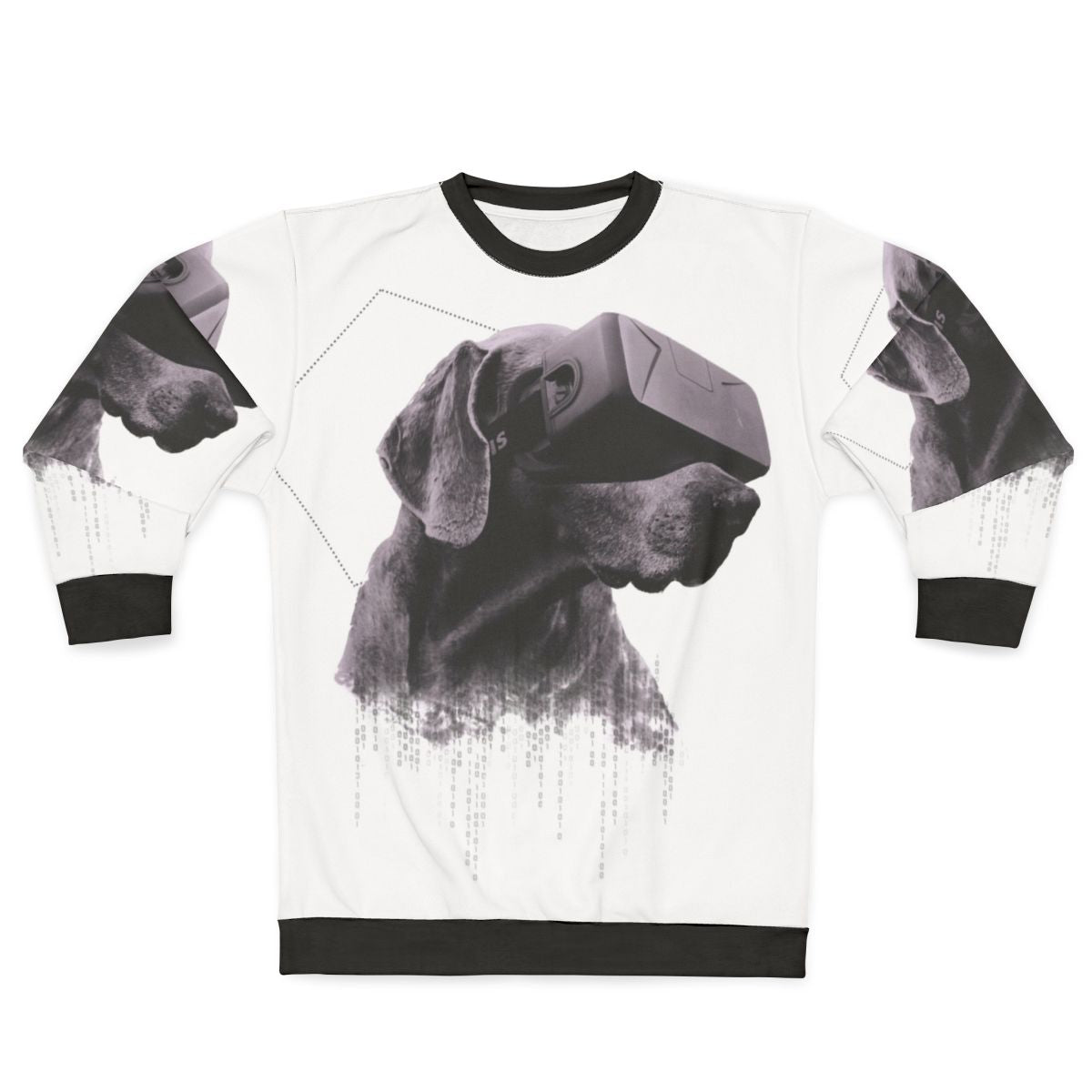 Virtual reality dog sweatshirt with surreal, double exposure design