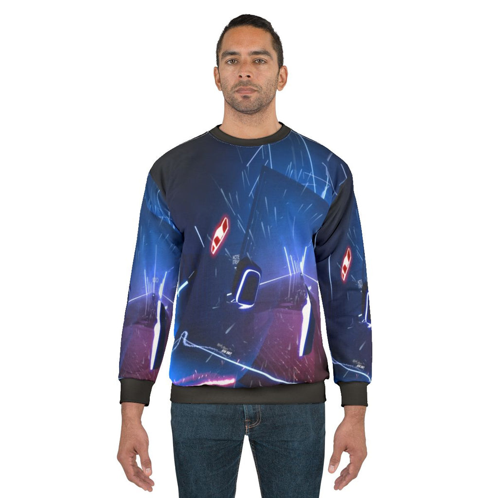Virtual world sweatshirt with gaming and dance design