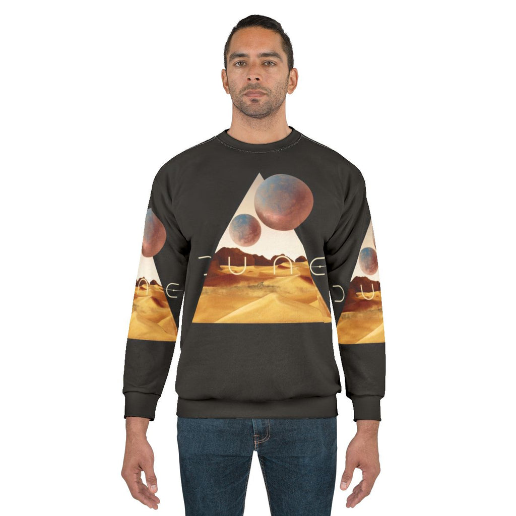 Dune Arrakis Surfer Sweatshirt with Sandworm and Desert Landscape
