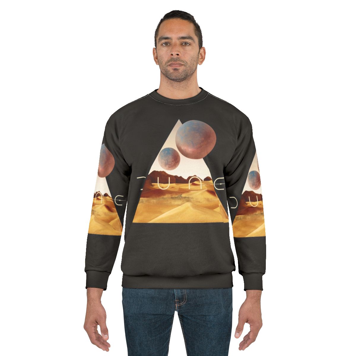 Dune Arrakis Surfer Sweatshirt with Sandworm and Desert Landscape