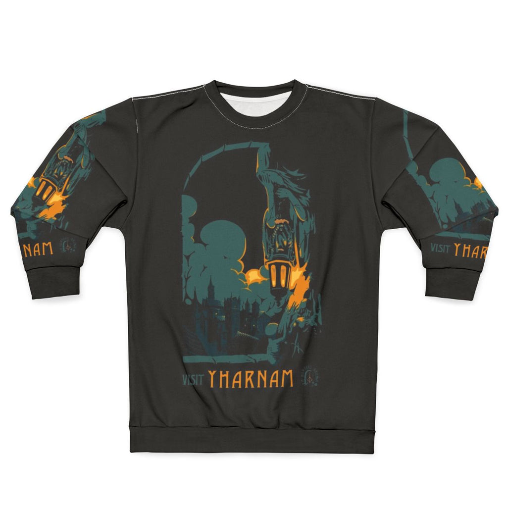 Bloodborne-inspired Yharnam adventure travel sweatshirt