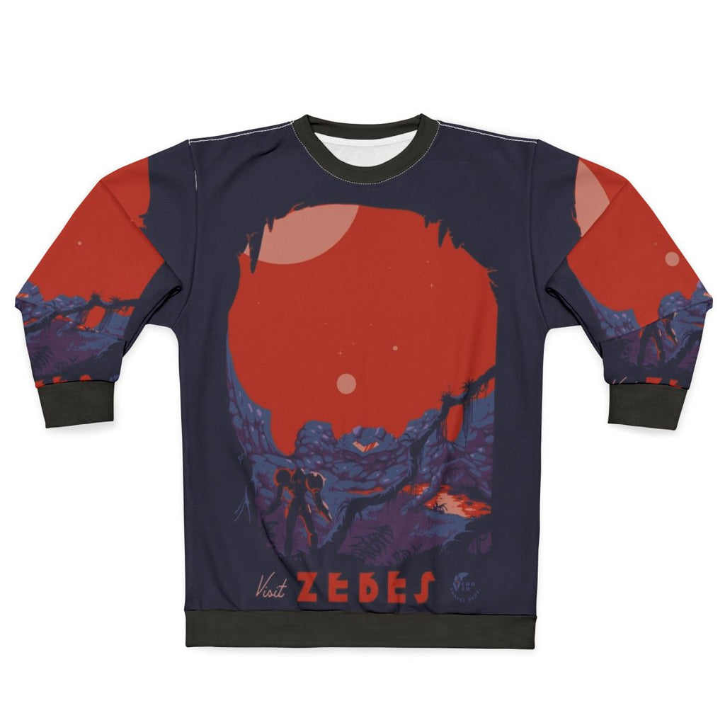 "Metroid-inspired 'Visit Zebes' Retro Sweatshirt"