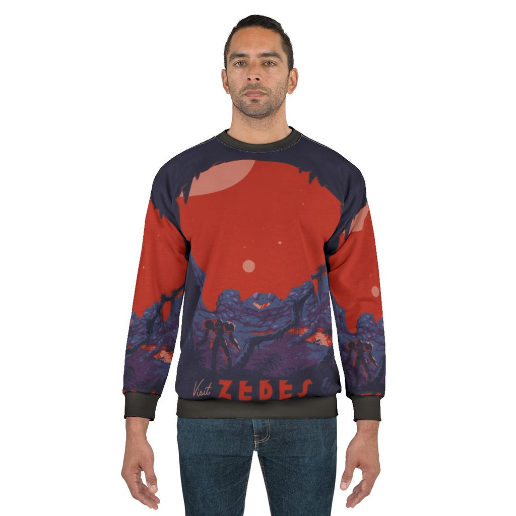 "Metroid-inspired 'Visit Zebes' Retro Sweatshirt"