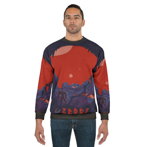 "Metroid-inspired 'Visit Zebes' Retro Sweatshirt"