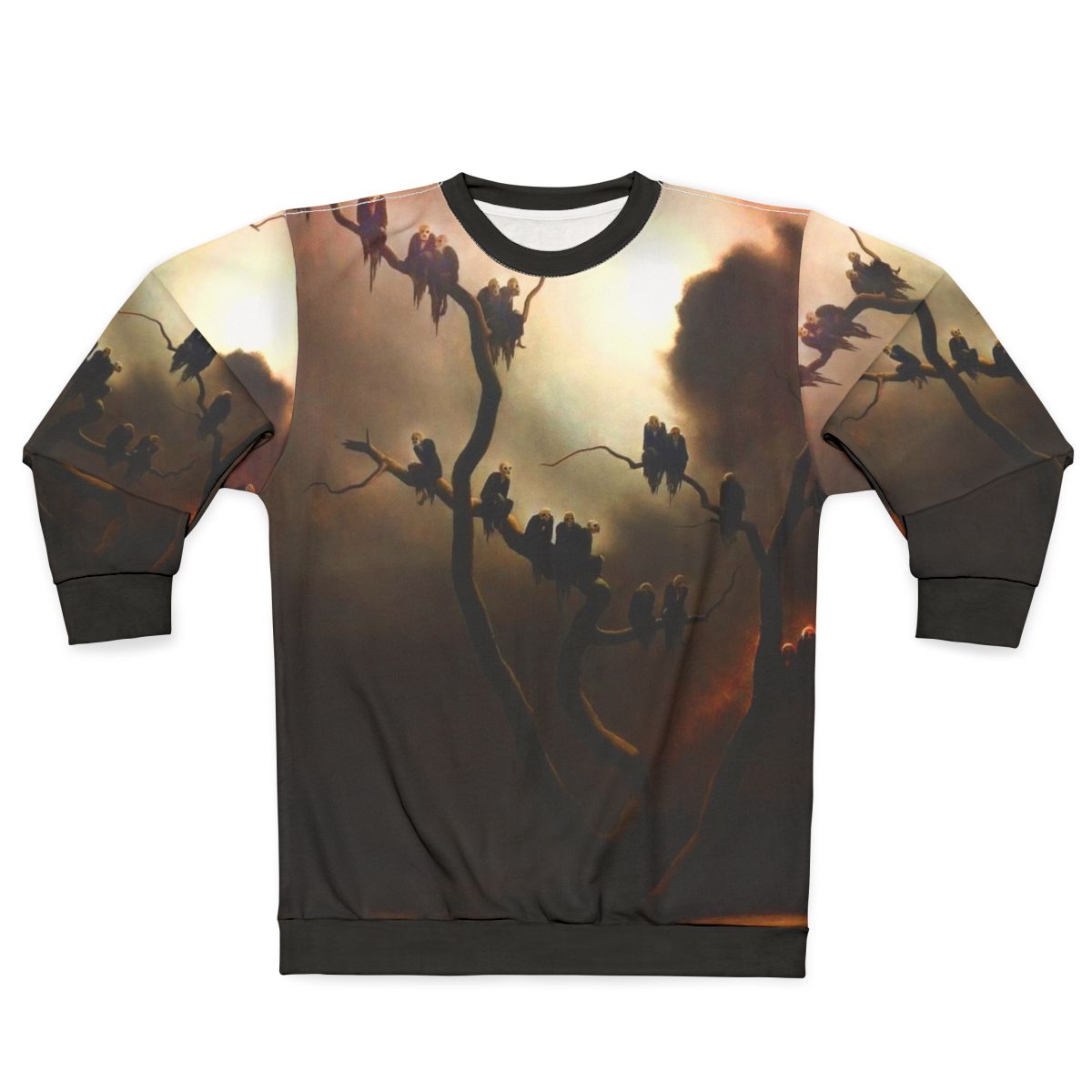 Retro ghosts in a tree sweatshirt with surrealist, classical design