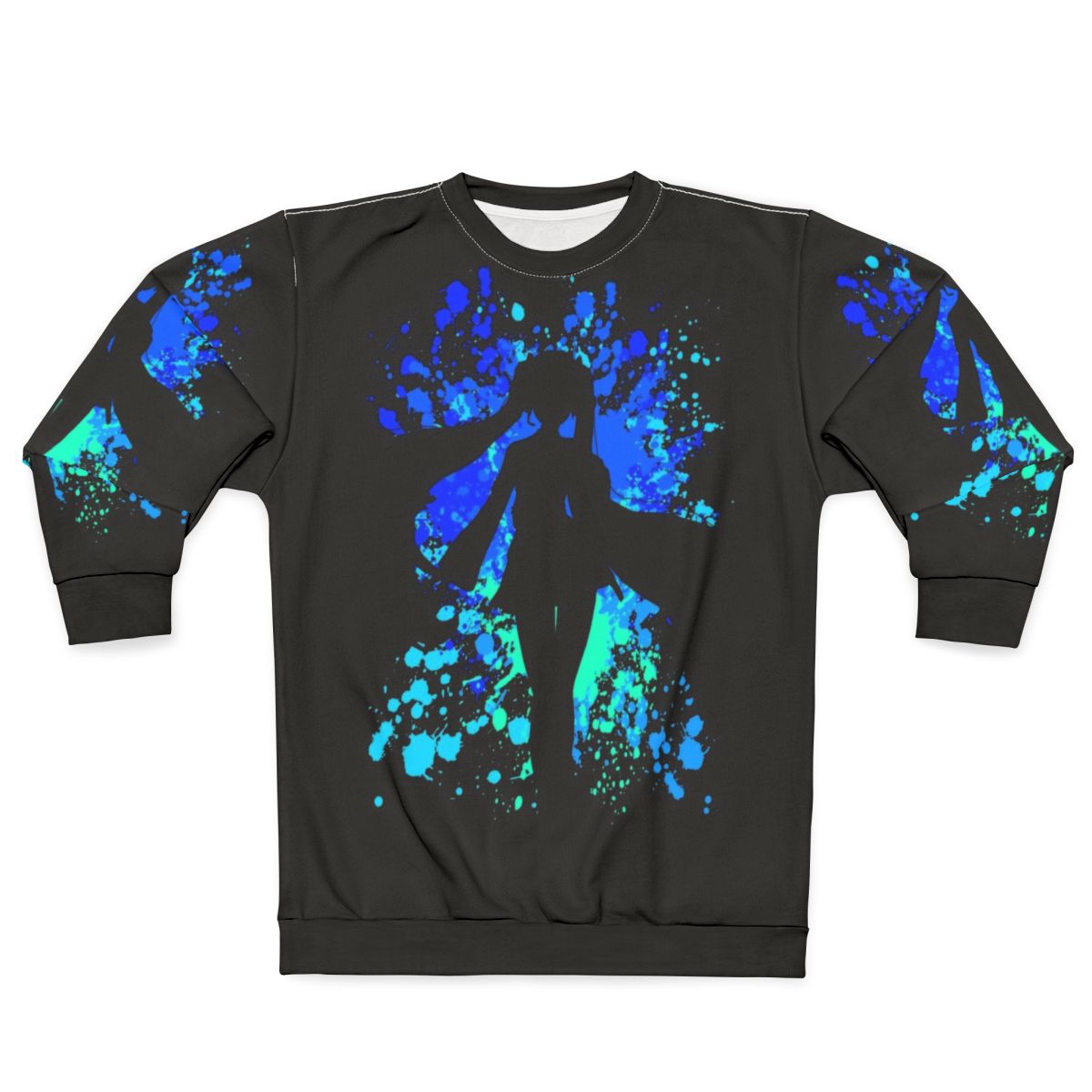 Vocaloid anime-inspired paint splatter graphic sweatshirt