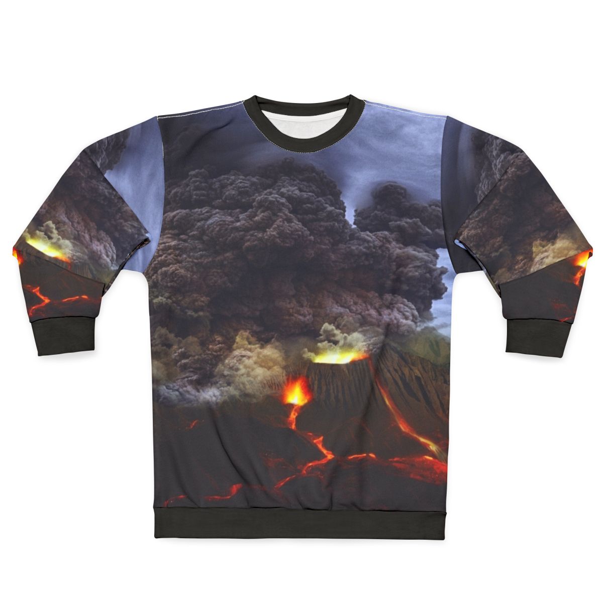 Volcano Erupting Sweatshirt with Volcanic Lava Eruption Landscape