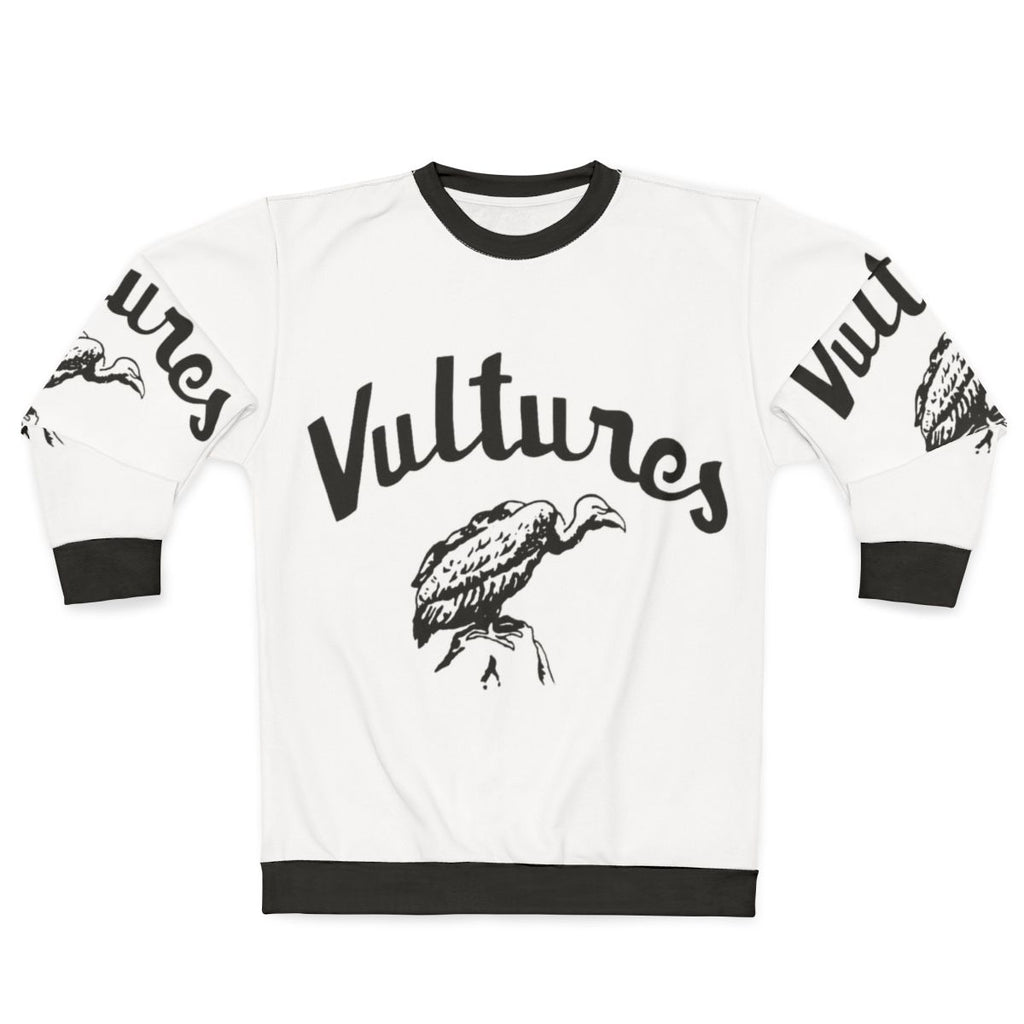 Blondie's Vultures graphic printed on a grey sweatshirt