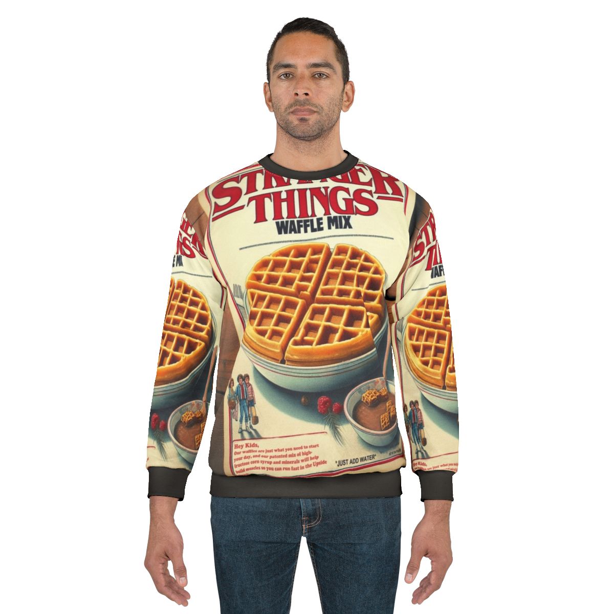Waffle mix graphic sweatshirt with stranger things design