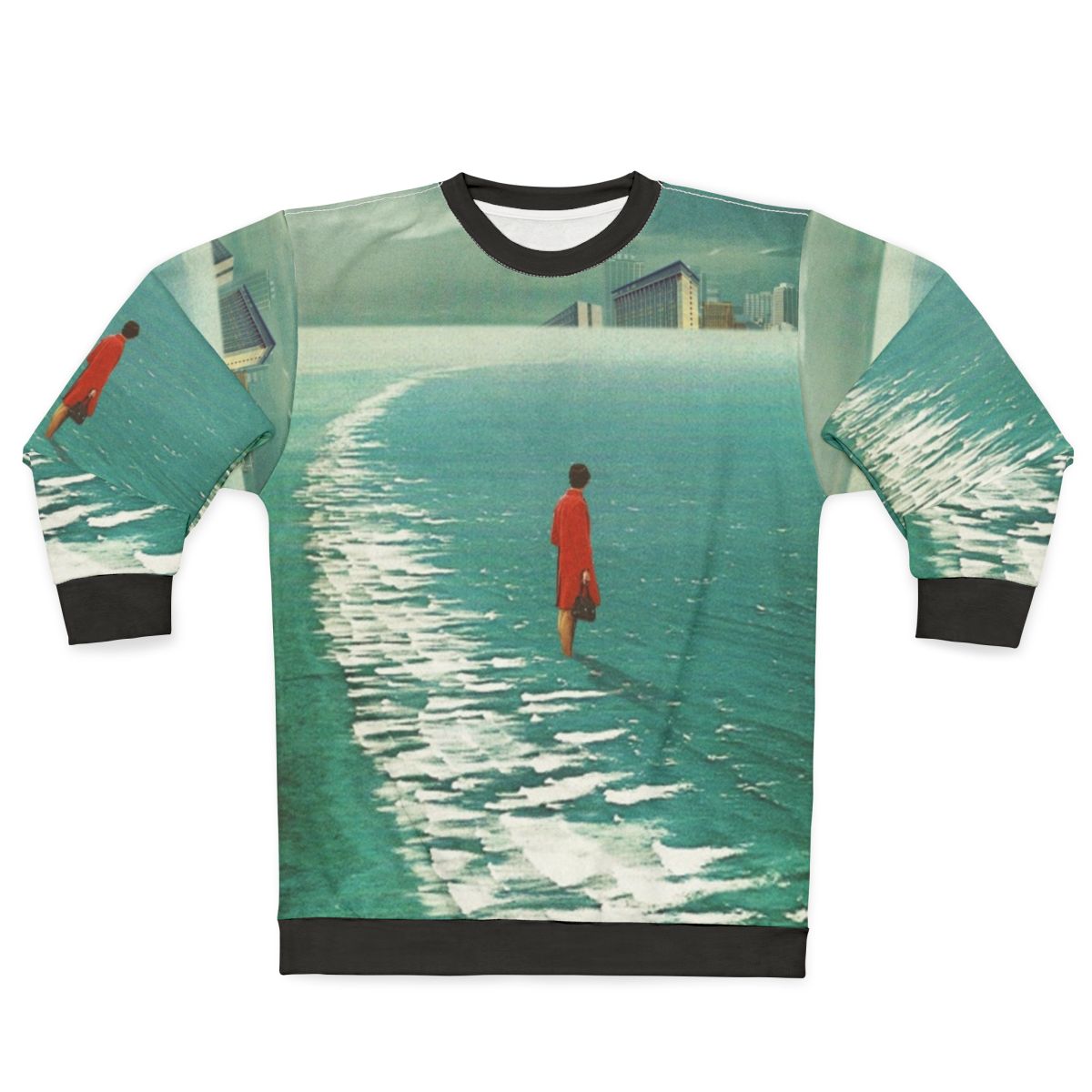 Urban landscape surreal sweatshirt with "Waiting For The Cities To Fade Out" design