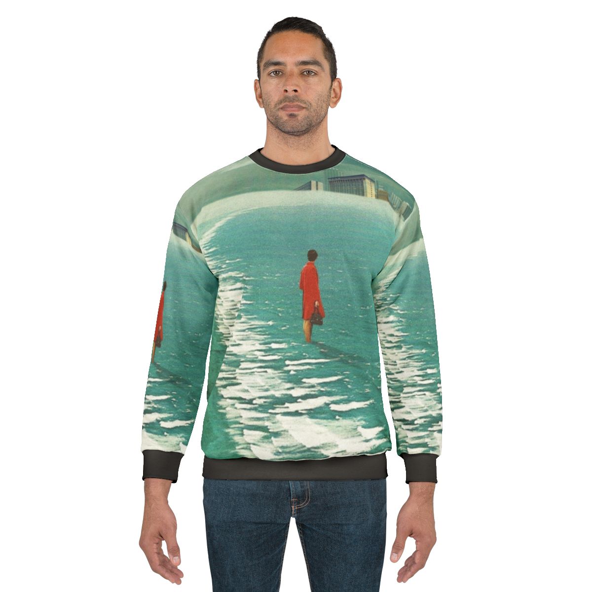 Urban landscape surreal sweatshirt with "Waiting For The Cities To Fade Out" design