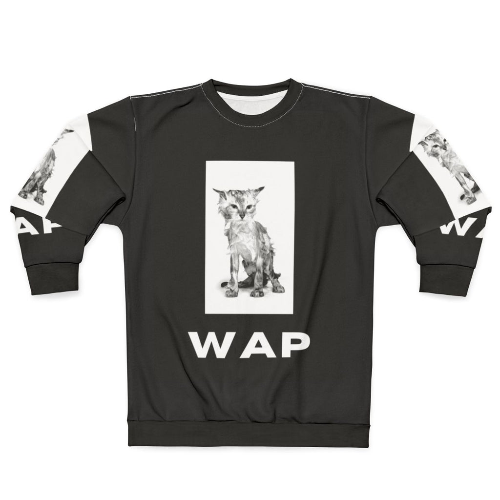 Funny cat "wap tee" sweatshirt with adorable kitten design
