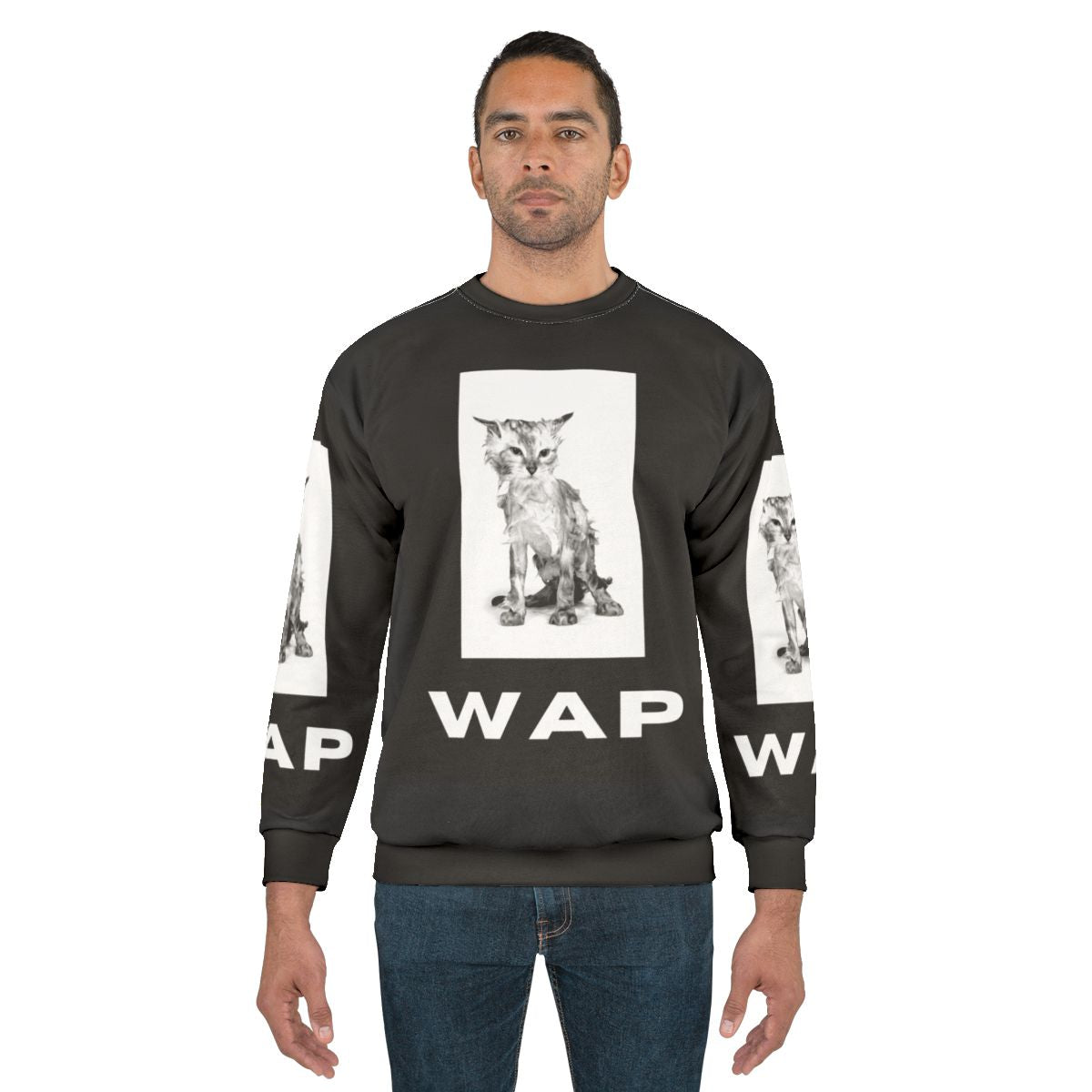 Funny cat "wap tee" sweatshirt with adorable kitten design