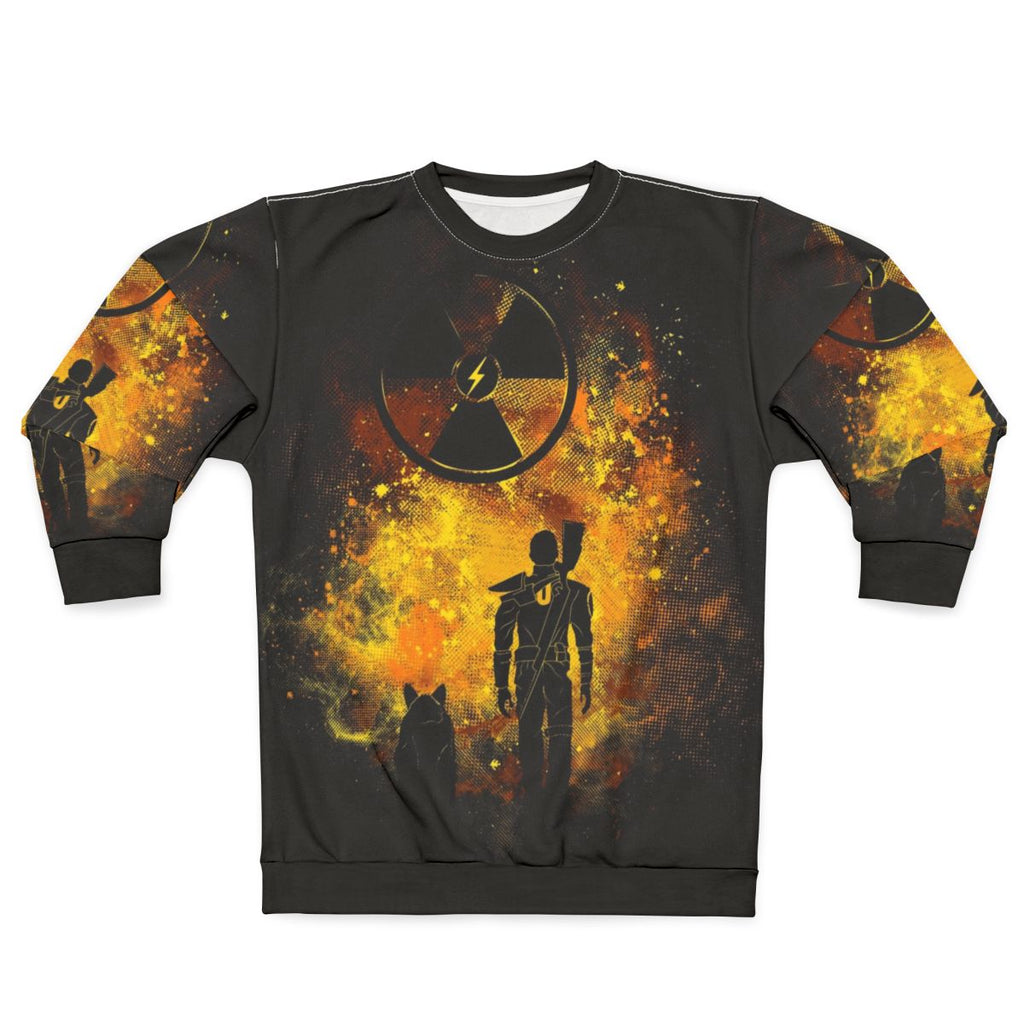 Fallout-themed sweatshirt with post-apocalyptic wasteland artwork