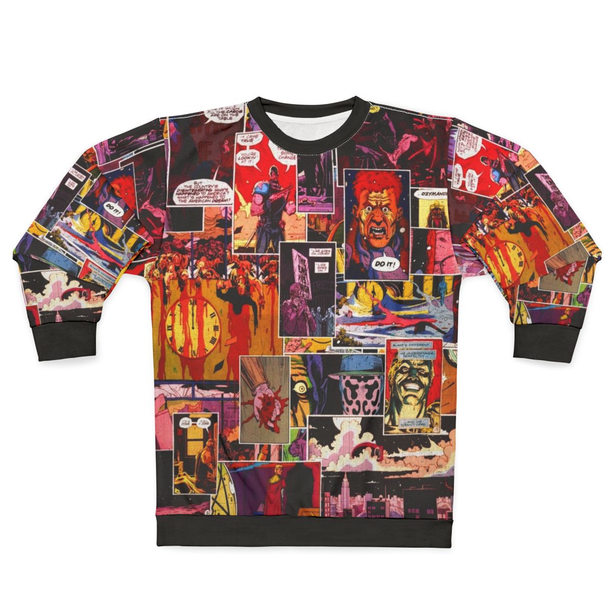 Watchmen comic book inspired sweatshirt with collage of characters